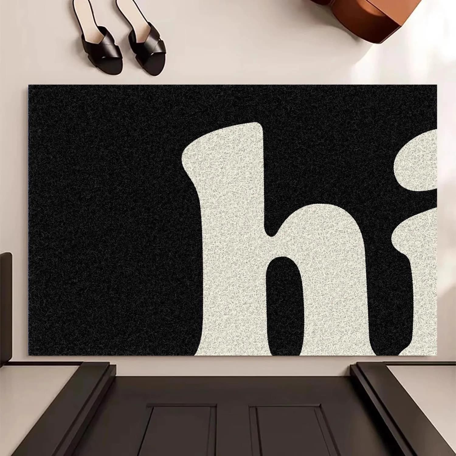 Tappetino ad anello metallico per intrappolare lo sporco, modello creativo di benvenuto/hello, zerbino d'ingresso antiscivolo, lavabile per interni ed esterni