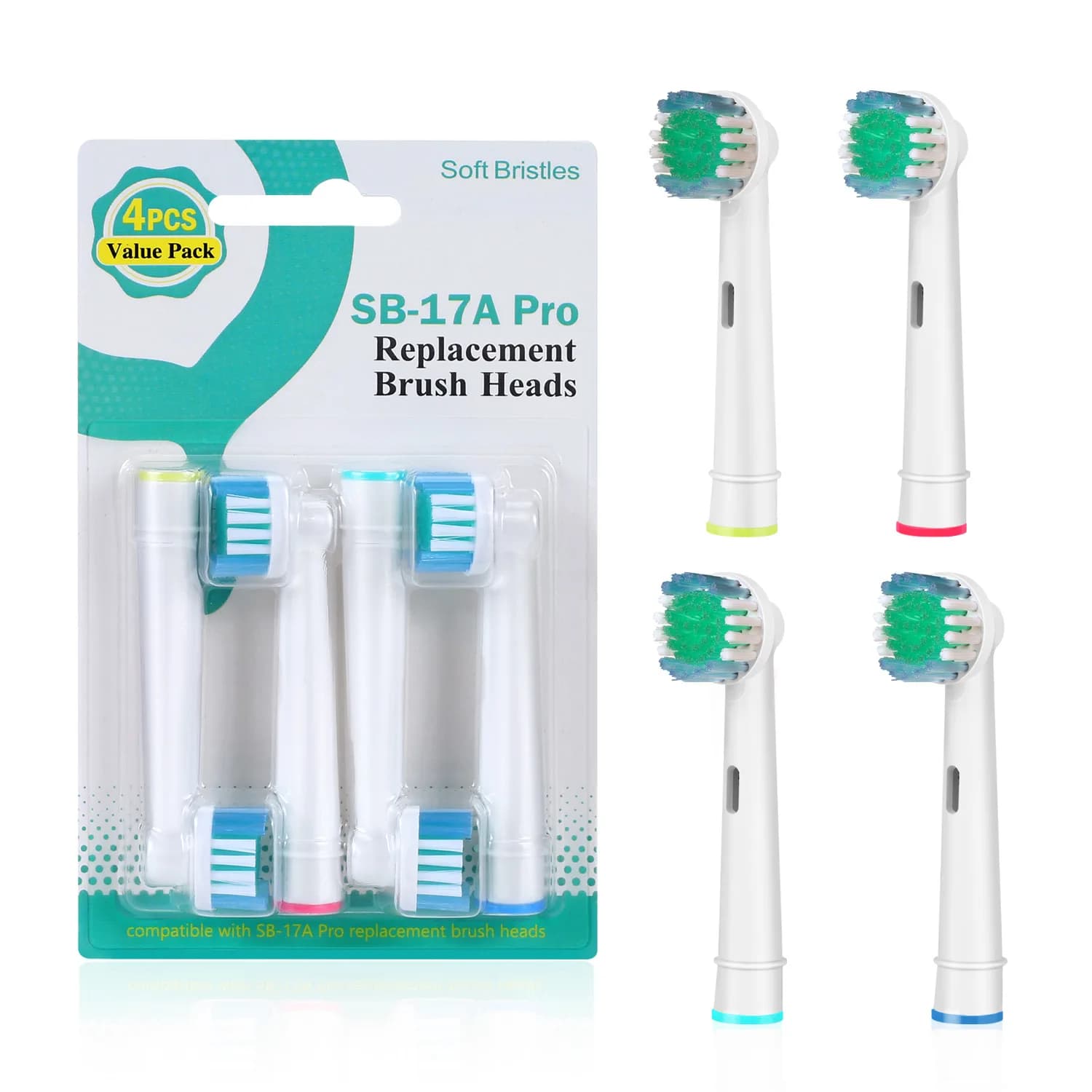 4 pieces/pack spare heads for electric toothbrush Oral B soft bristles Dupont teeth cleaning and whitening heads