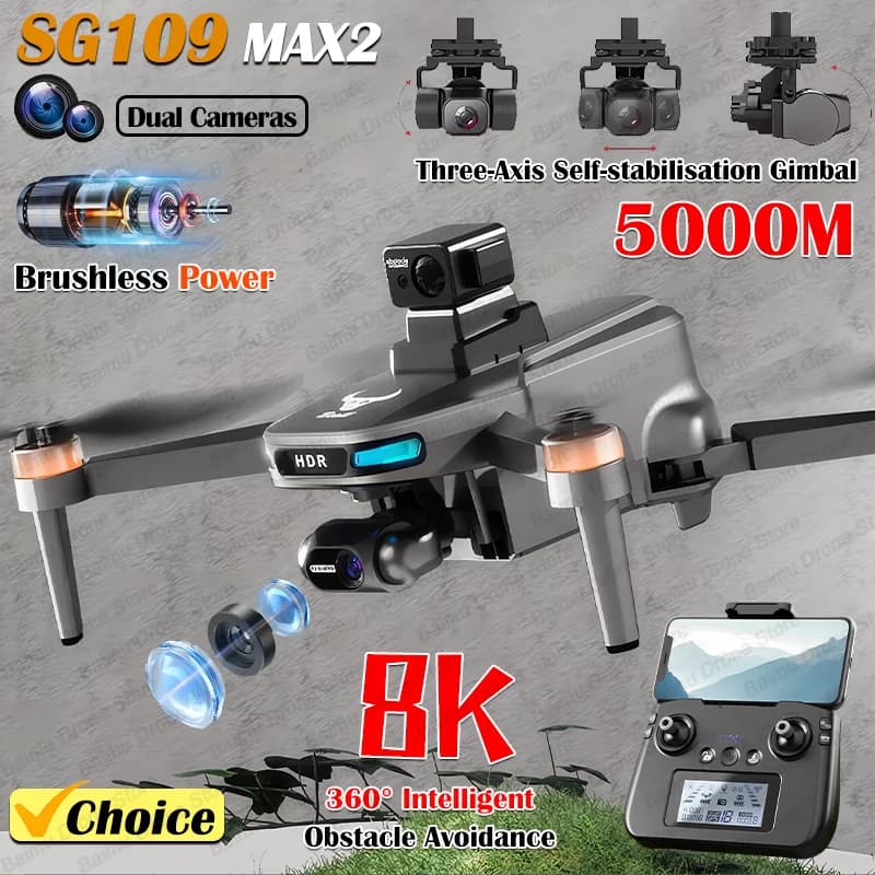 Baimu Toy SG109 MAX2 Professional drone with FPV 8K camera with 4KM GPS 3-axis cardanic joint without brush Quadcopter Avoiding obstacles RC Dron