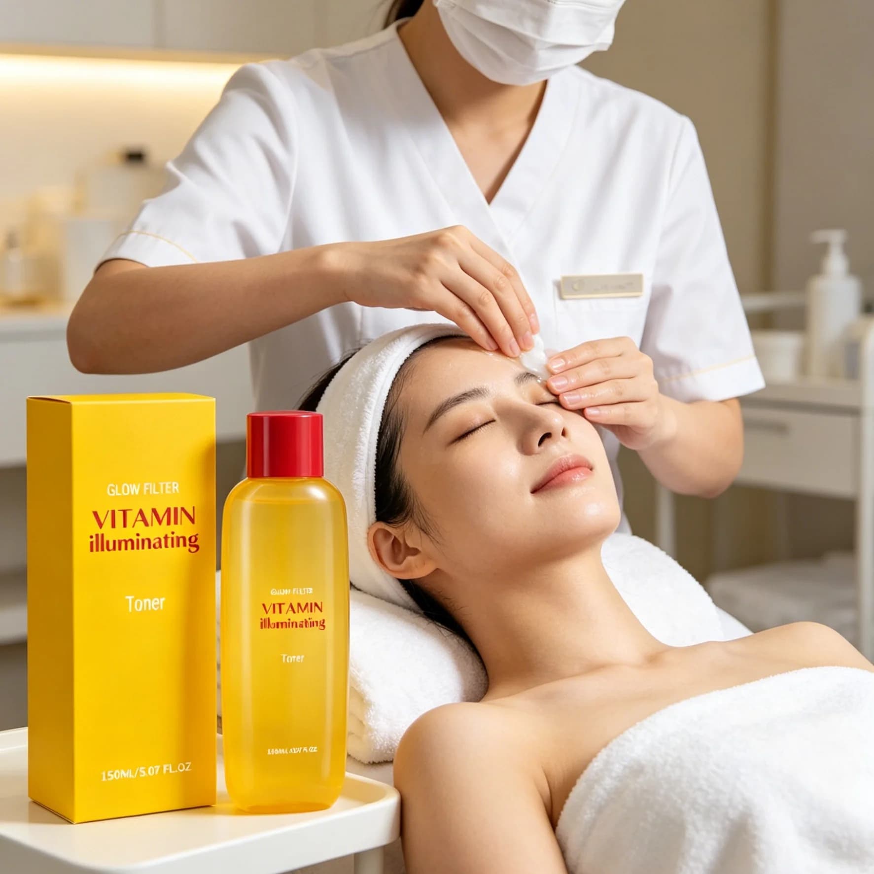 Tonico alla Vitamina C per Pelle Luminosa, Idratazione Profonda, Esfoliante, Cura Quotidiana del Viso, Siero con Niacinamide per Restringere i Pori