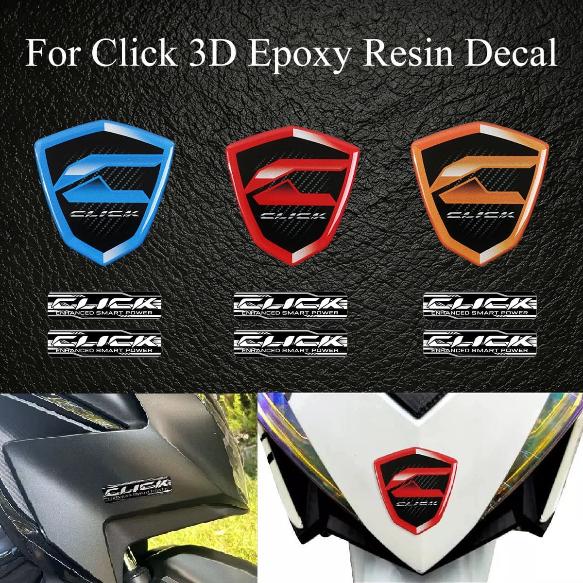Adesivi 3D in Resina Epossidica per Moto e Scooter, Emblema CLICK, Badge, Accessori per Carrozzeria, Decalcomanie per Click 125i 125 150 150i 160