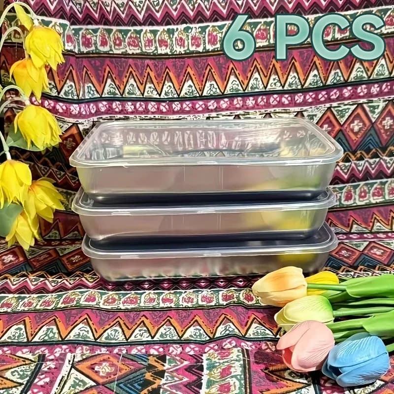 Set di 6 Contenitori Quadrati in Acciaio Inox, Accessori da Cucina Impilabili, Porta Coltelli, Contenitori per Alimenti
