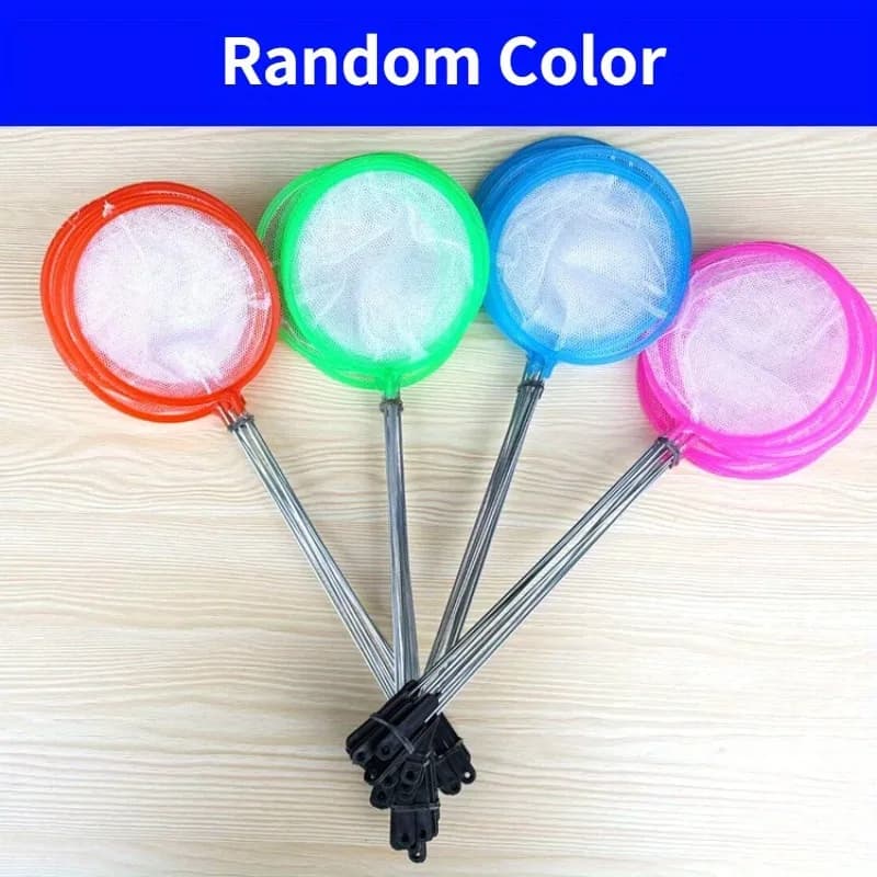 4pcs Tank Fishing Nets with Stainless Steel Pole Colorful Fine Mesh Fish Shrimp Catch Tools for Outdoor Nature Play