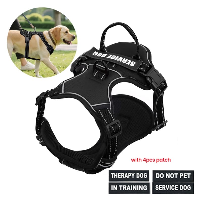 Pettorina per cani regolabile in nylon senza gilet per imbracatura per cani con toppa per cani 4psc, pettorina riflettente per cani di piccola taglia, media e grande