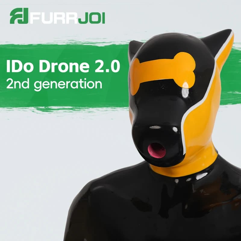 Furrjoi Silicone IDo Drone Mask 2.0 Full Head Latex Furry Fetish Hood for Cosplay Costumes Makeup Party Masken Halloween