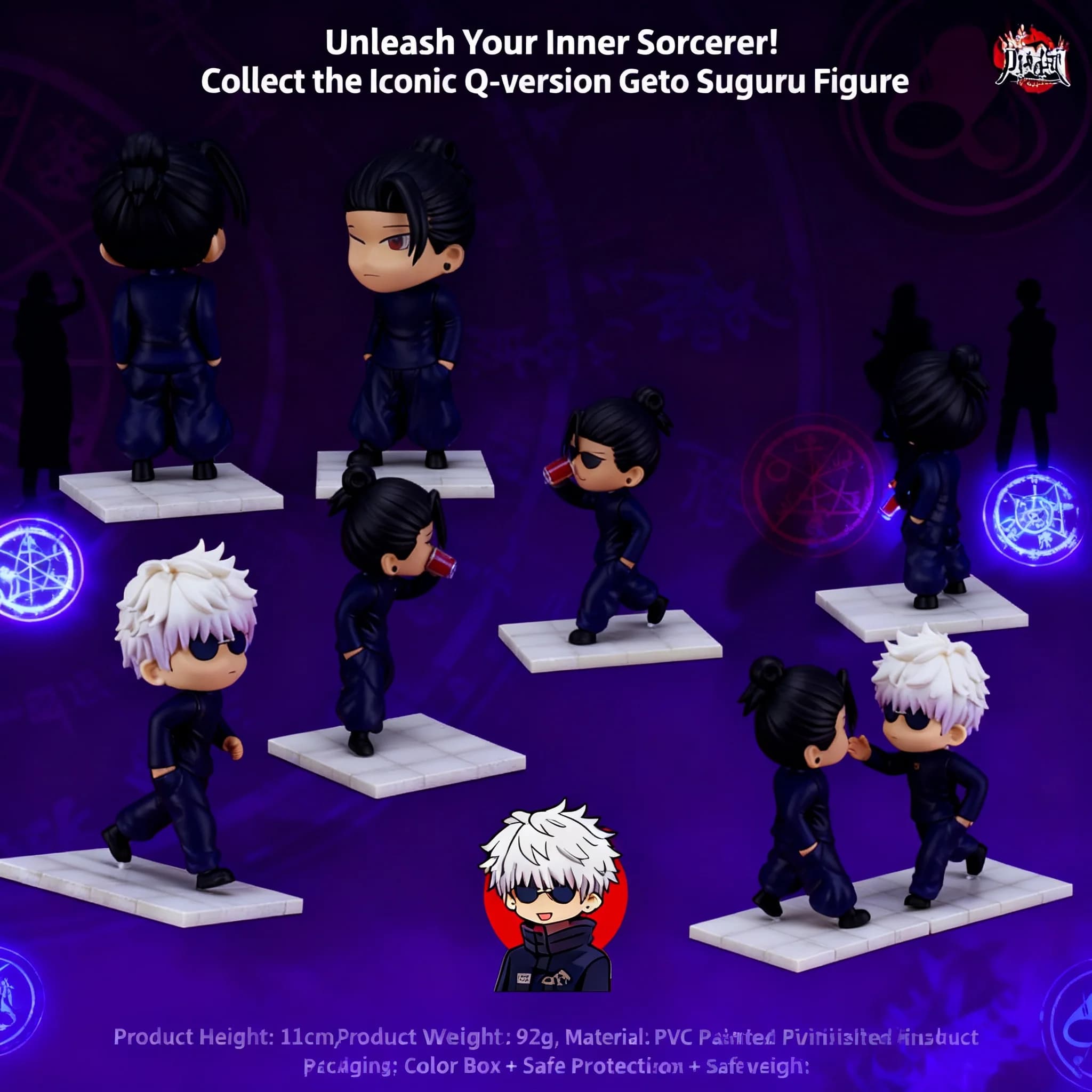Figurina Q Version Jujutsu Kaisen Gojo Satoru Geto Suguru Gashapon, Modello Creativo da Collezione Anime, Decorazione per Scrivania e Auto