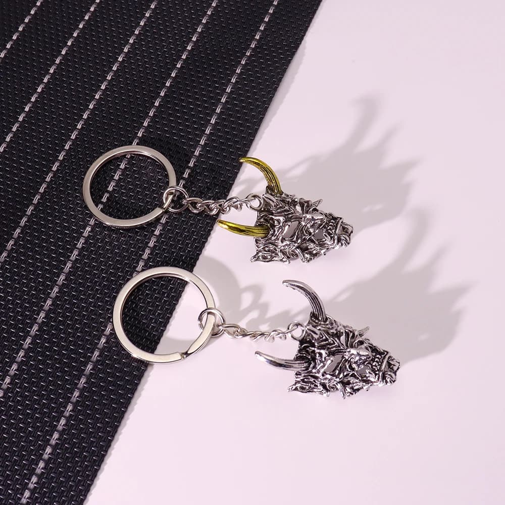 1 pezzo portachiavi samurai samurai giapponese oni maschera cabochon portachiavi borsa portachiavi auto porta anelli portachiavi con ciondoli regali