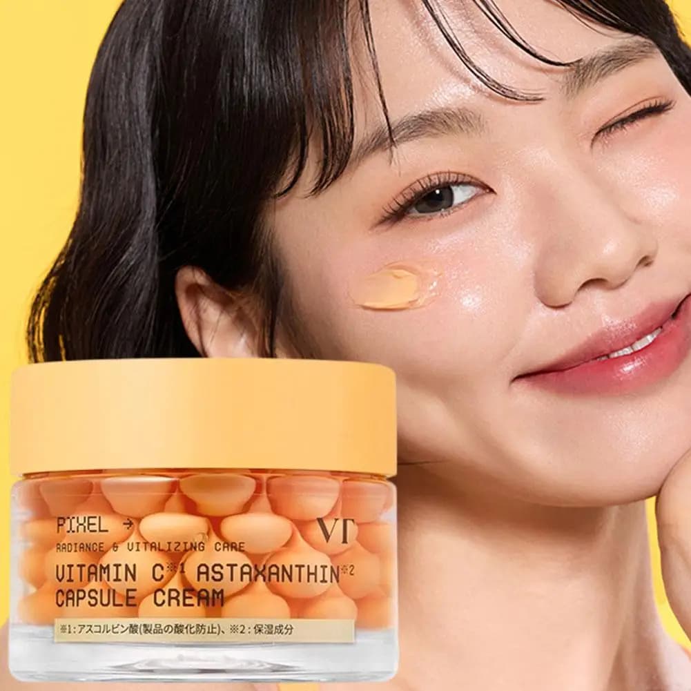 Crema Viso in Capsule VT con Astaxantina e Vitamina C, Design Portatile Monodose, Crema Idratante Antirughe per la Cura della Pelle 50g