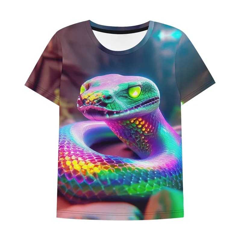 Horror Snake 3d Printed T-Shirt Men Women Animal Snakes Pattern Tshirt Round Neck T Shirt Summer Casual Short Sleeve Tee Shirts