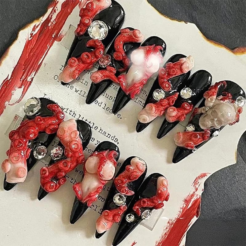 Stampo per unghie trasparente in silicone 3D coniglietto fragola oceano polpo cartone animato coniglio fiore decorazione per unghie fai da te strumento di progettazione per manicure