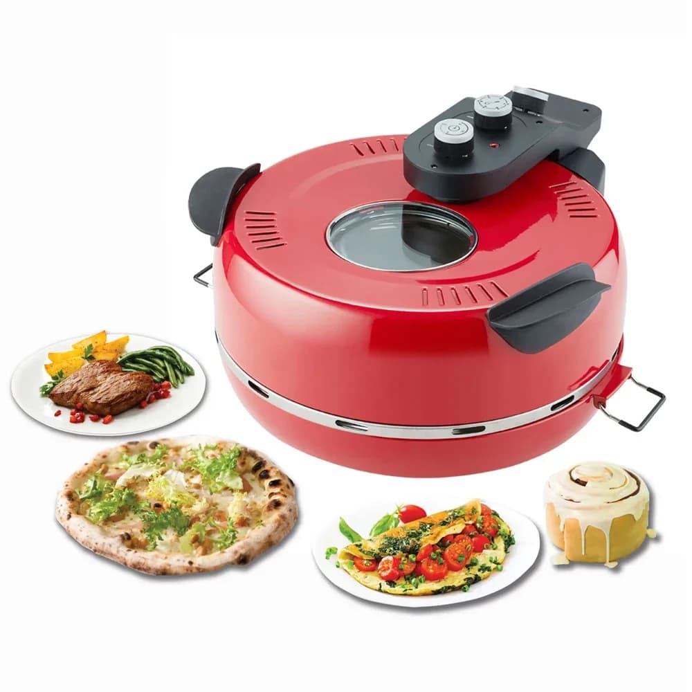 Forno Elettrico per Pizza Domestico con Pietra in Ceramica, Automatico e Veloce, per Pizza Rotonda