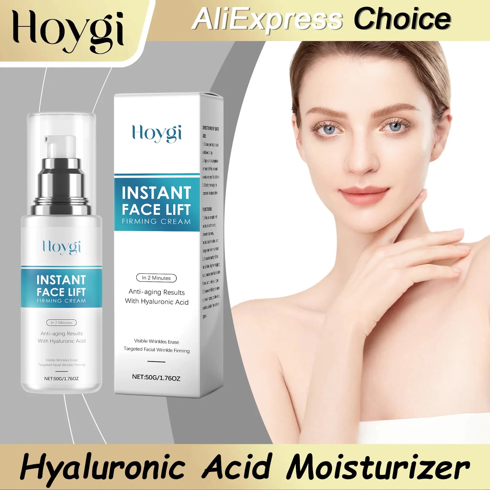 HOYGI Face Cream Hydrating Acid Hyaluronic and Collagen, Anti-wrinkle sanding, Lifting effect, Whitening and Lighting for Skin Care