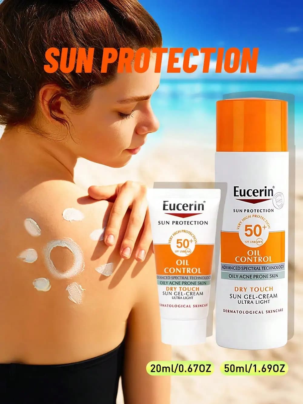 Eucerin Crema Solare Viso Oil Control SPF50+ Rinfrescante Opacizzante Non Unta Protezione UV per Pelli Grasse e a Tendenza Acneica