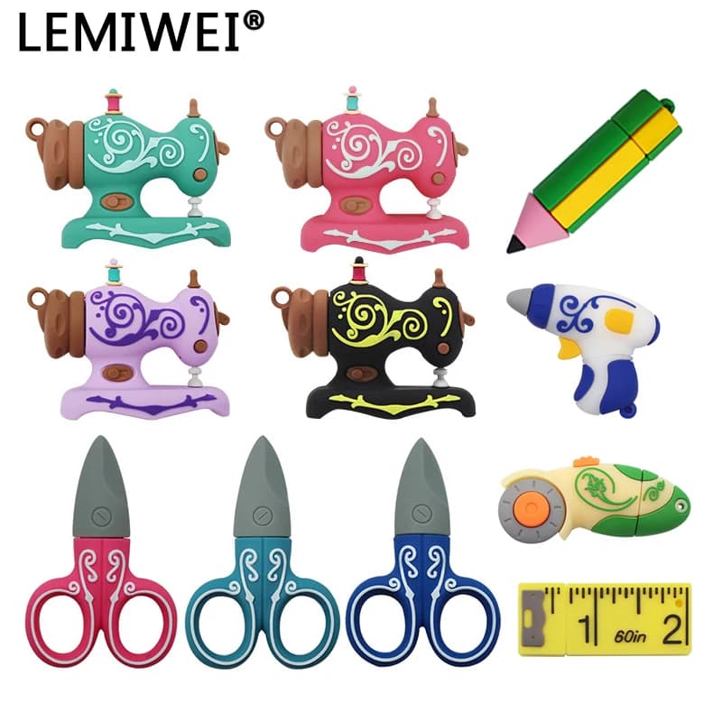 LEMIWEI USB Pendrive Cartoon macchina da cucire Scissor USB Flash Drive 4GB 8GB 16GB 32GB 64GB Pen Drive Memory USB Stick U Disk