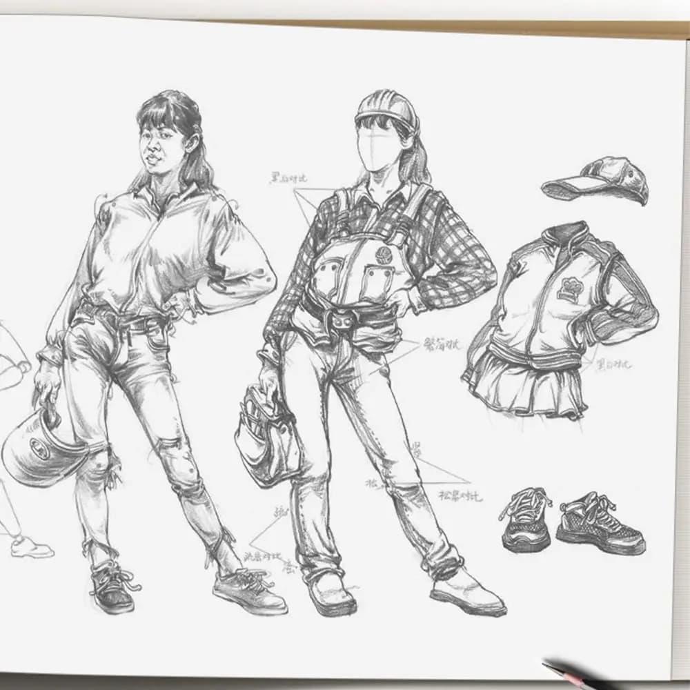 Hand Drawn Hand Painted Tutorial Book Sketching Characters Line Draft Practice Book Practicing Studying Art Supplies Art Class