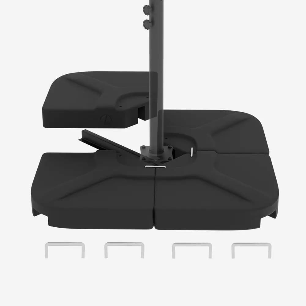 Base per Ombrellone da Patio Kingdura a 4 Pezzi, 230 LBS, Base Quadrata Resistente con Piastra Riempibile con Acqua o Sabbia