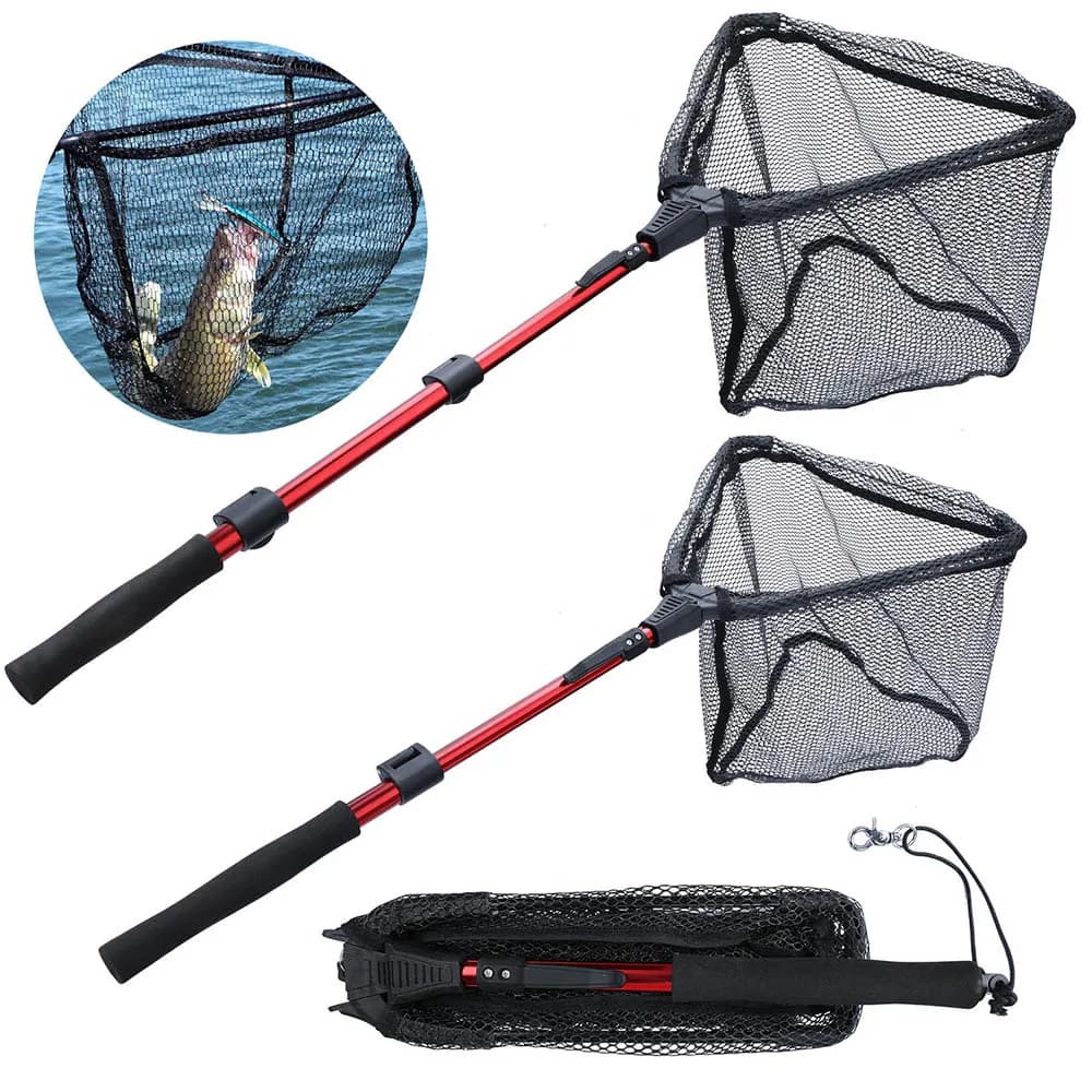 Rete da Pesca Portatile Retrattile, Attrezzatura Pieghevole per Bass, Carpa e Trota