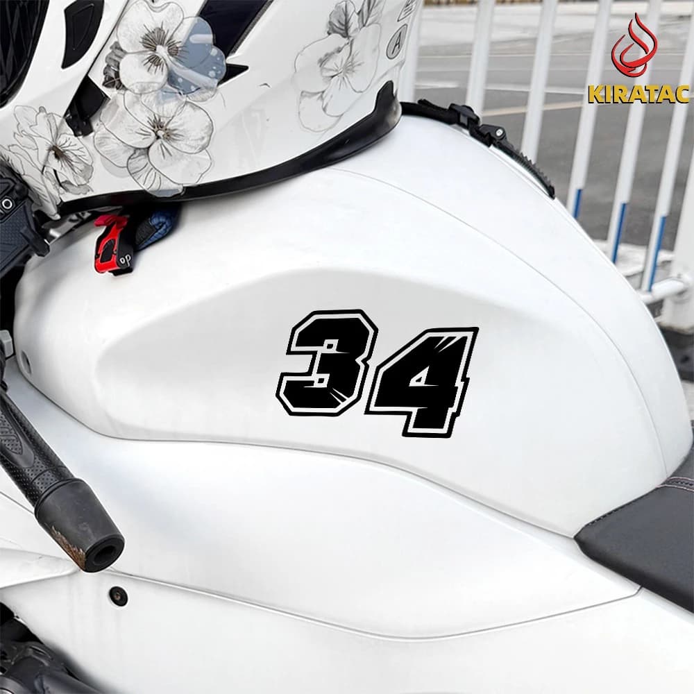 2Pcs Funny Black Number Waterproof Vinyl Motorcycle Stickers Decals For Fairing Helmet Fuel Tank Rear Fender DIY Styling Decor