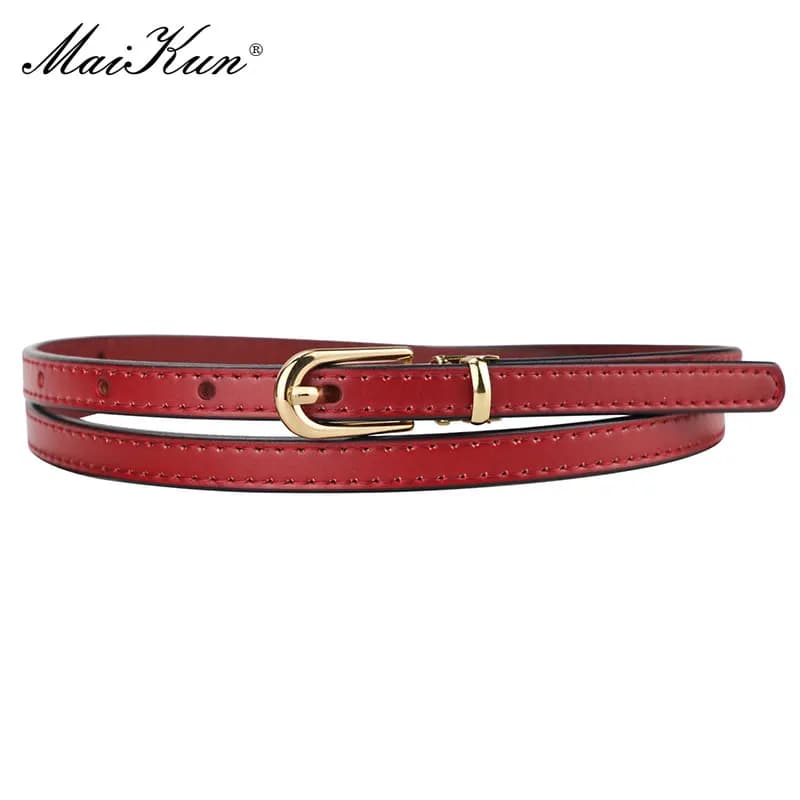 Maikun Women's Belts with Alloy Buckle, Slim Leather Belt, Women's Belt for jeans, Dresses, Pants