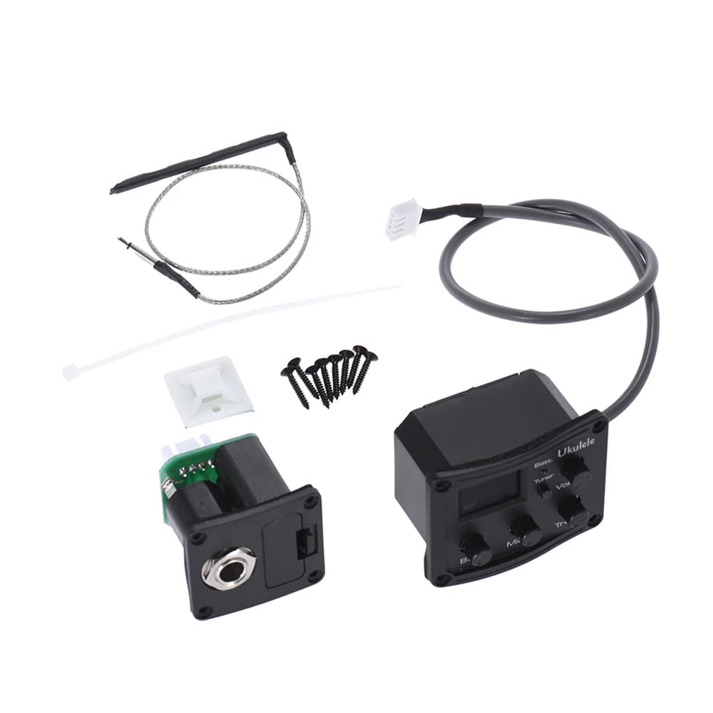 Sistema di Accordatura con Equalizzatore a 3 Bande e Display LCD per Ukulele con Pickup Piezoelettrico