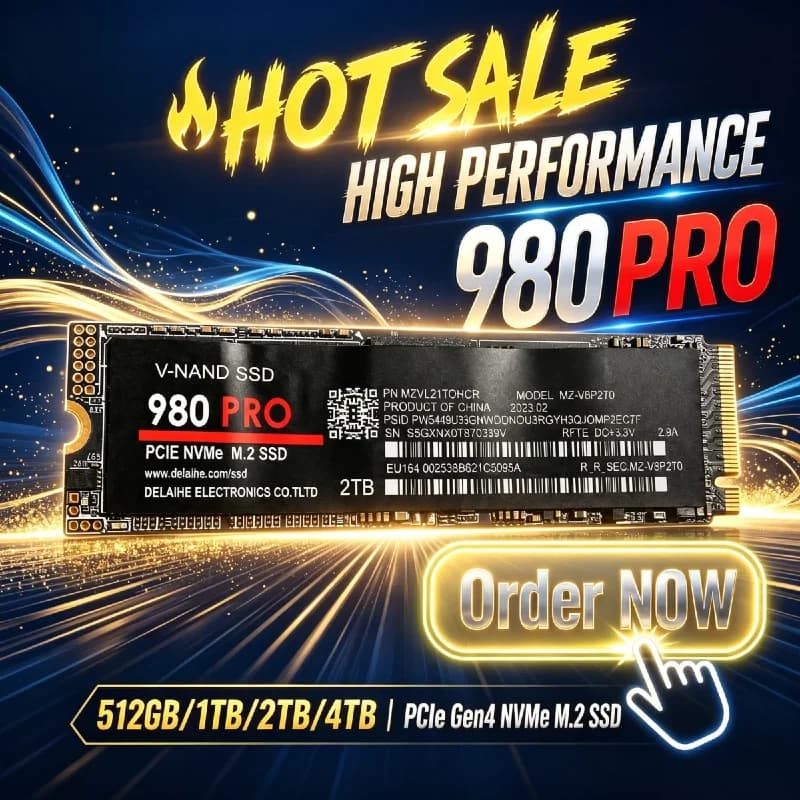 New 980Pro M.2 NVMe NGFF PCIe 4.0 SSD 7450MB/s Ultra‑Fast Internal Storage Disk for Desktop PC Gaming Notebook System Update