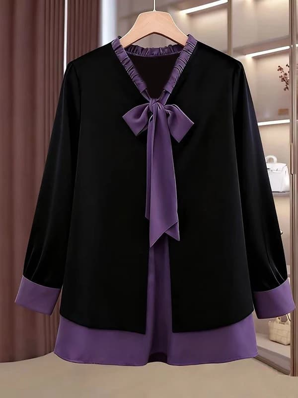Elegant Shirt with Long Sleeves, New Style Autumn Spring, Women's Top Plus Sizes for Mam, High Waist Design, Ideal for Work