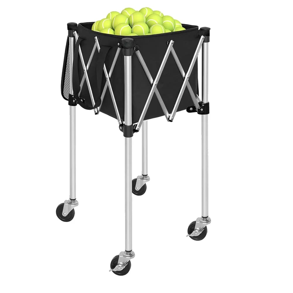 Cesto Portatile Leggero per Palline da Tennis e Pickleball, Carrello Pieghevole per Palline da Tennis per Allenamento