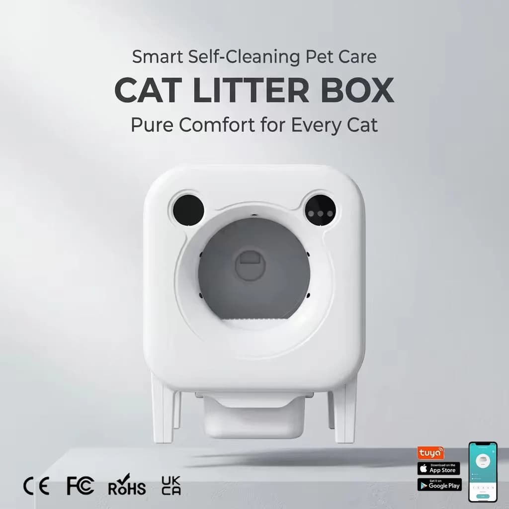 Smart Pet Cat Litter Box Extra-Large Splash-Proof Wi-Fi Controlled Fully Automatic Cat Toilet Roll-Up Electric Scoop Video