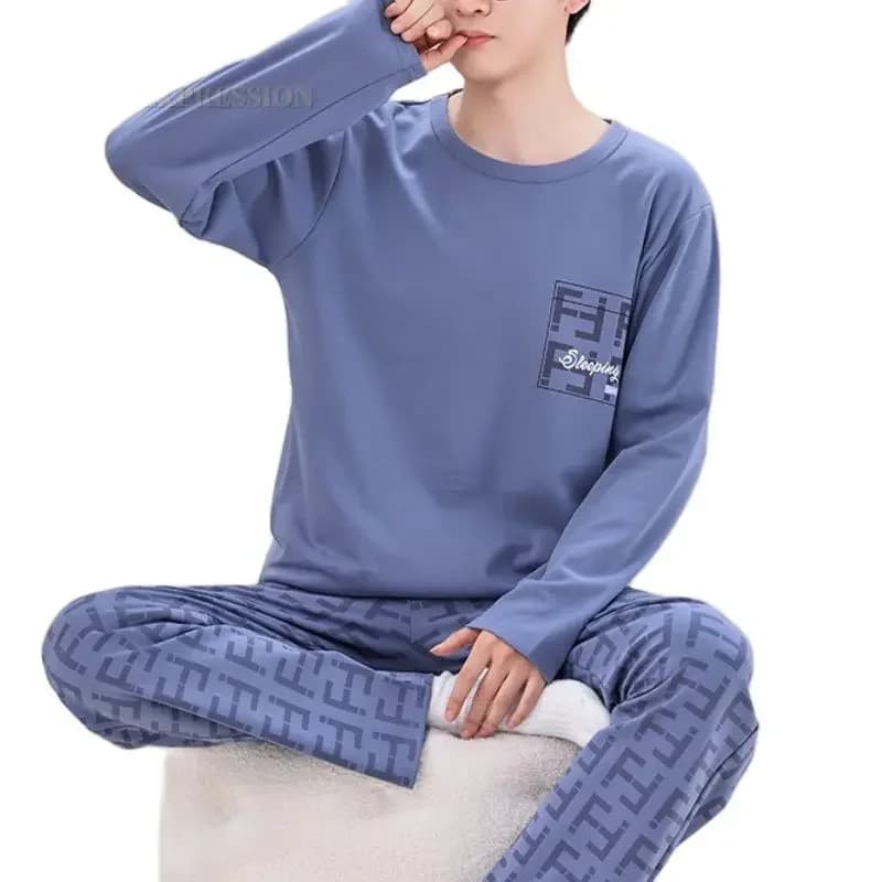 Primavera Autunno Plus 5XL Indumenti da notte da uomo lavorati a maglia Lettera Pigiama a reticolo Pigiama scozzese Set Pigiama casual Pigiama da notte Moda
