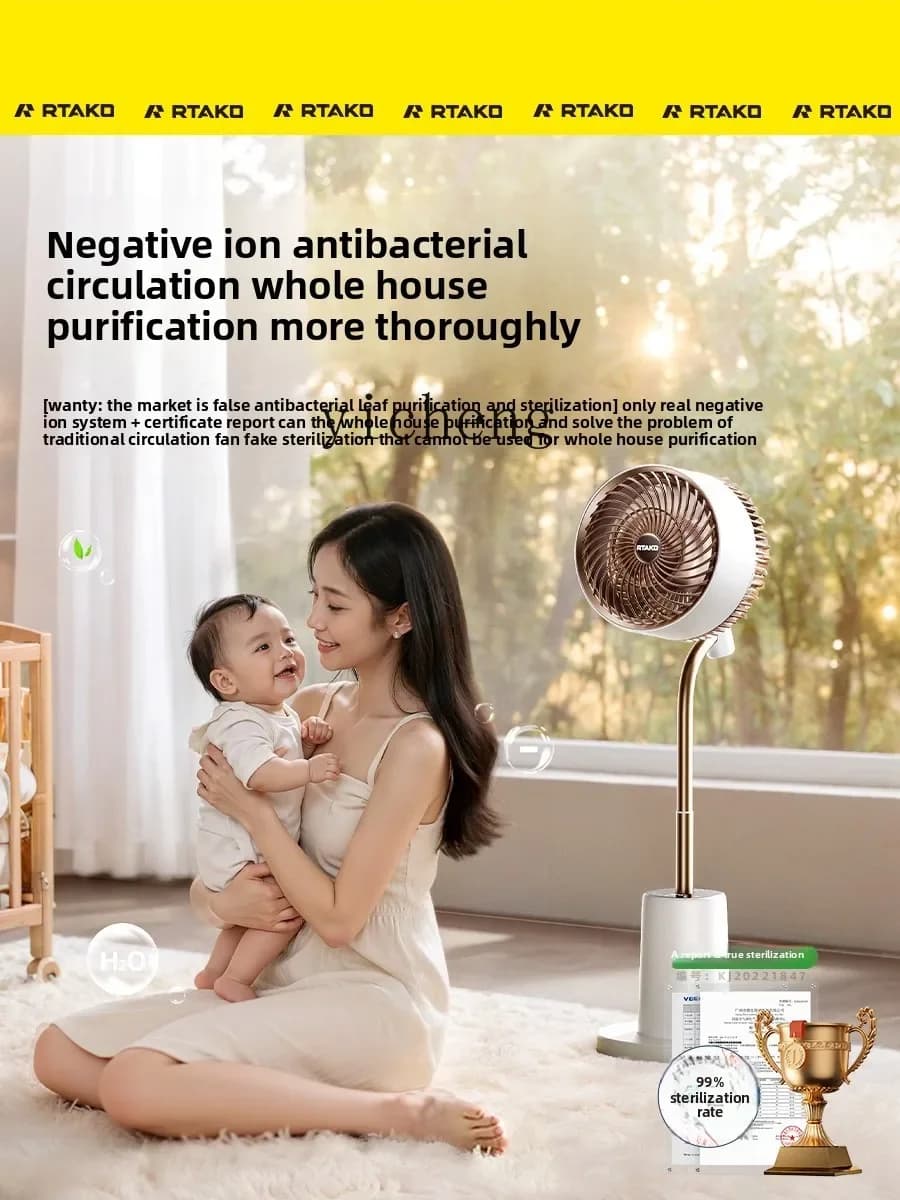 Ventilatore elettrico vocale intelligente camera da letto rotante purificazione ventilatore da pavimento ventilatore di circolazione dell'aria domestico ultra silenzioso