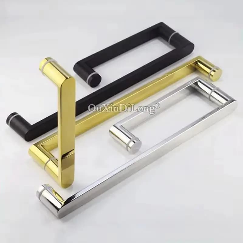 Brand New 1Pair 304 Stainless Steel Shower Door Handles L Shape Glass Sliding Door Handles Home Hotel Glass Door Pulls Towel Bar