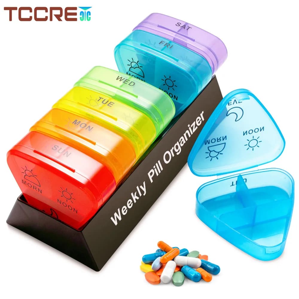 1 pz weekly pill holder 3 times a day, 21 nappie compartments, container for pills without BPA for vitamins