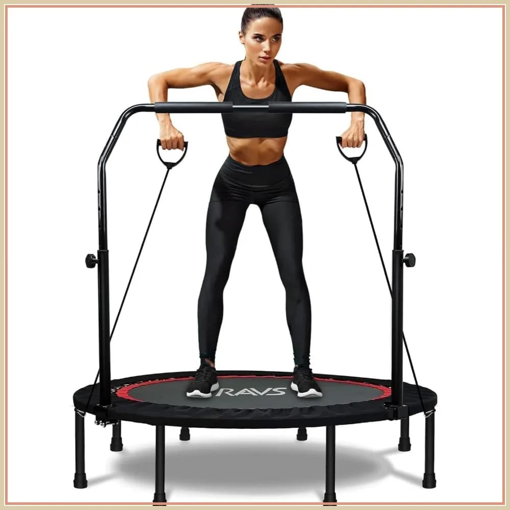 Rebounder Pieghevole per Fitness con Maniglia Regolabile e Bande di Resistenza per Allenamento Indoor, 40/48 Pollici