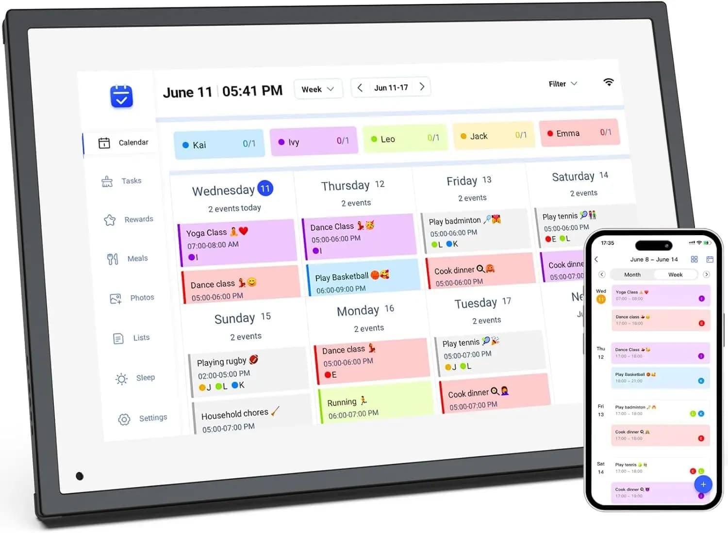 Calendario Familiare e Tabella delle Attività con Touchscreen da 10.1 Pollici, Cornice Fotografica Digitale per l'Organizzazione Domestica