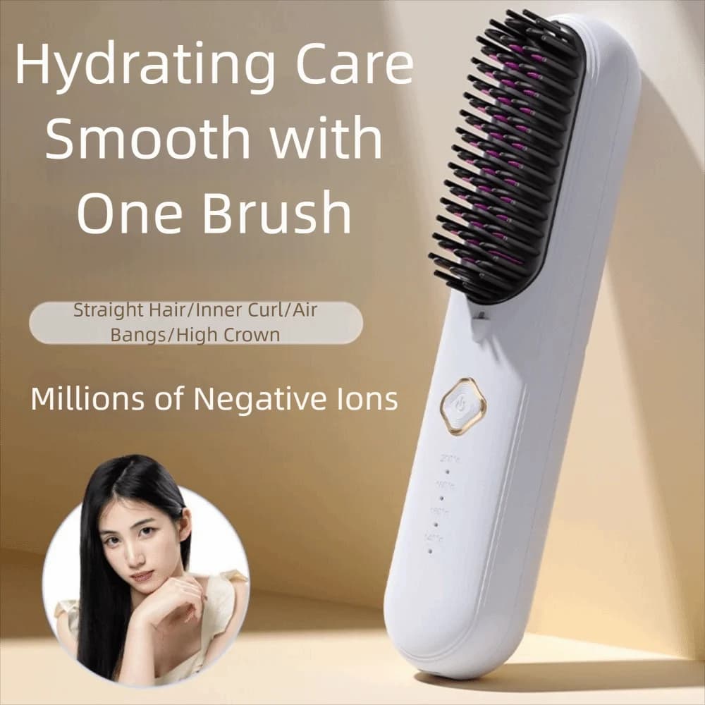 3 temperature settings Brush for electric hair plate Anti-coating protection Tool for portable styling to negative ions
