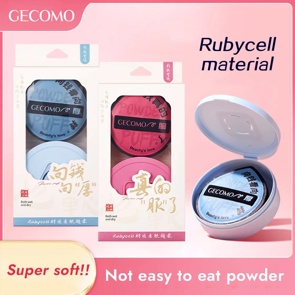GECOMO Ceiling Set for thickened marshmallow powder, breath for powder with air cushion for makeup in soft sponge shaped as a double dry and wet water drop