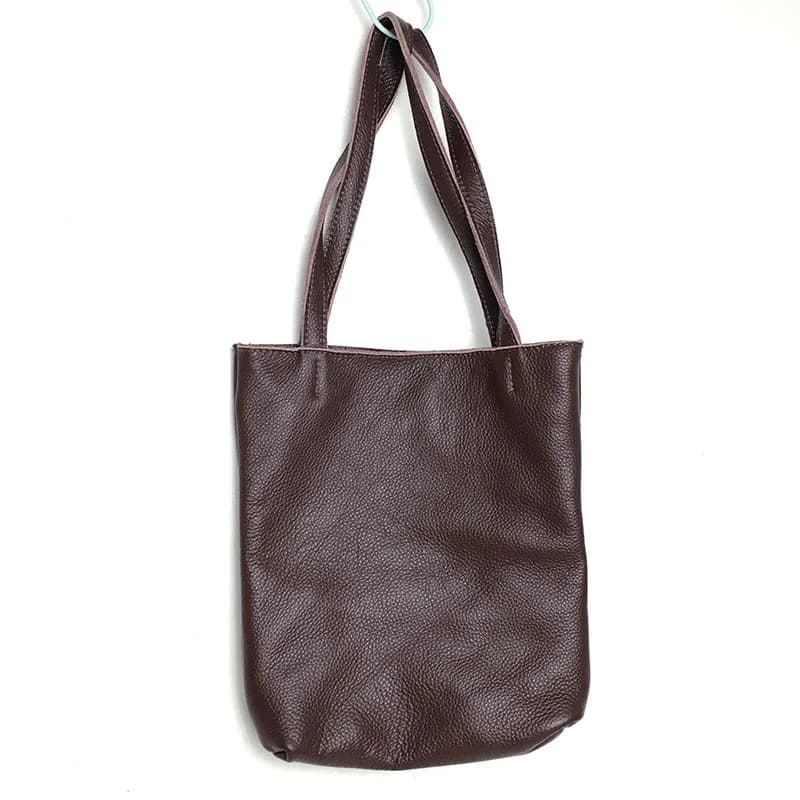 New Women's Genuine Leather Bucket Handbag Large Capacity Shopping Bag Top Layer Cowhide Single Shoulder Tote Bag
