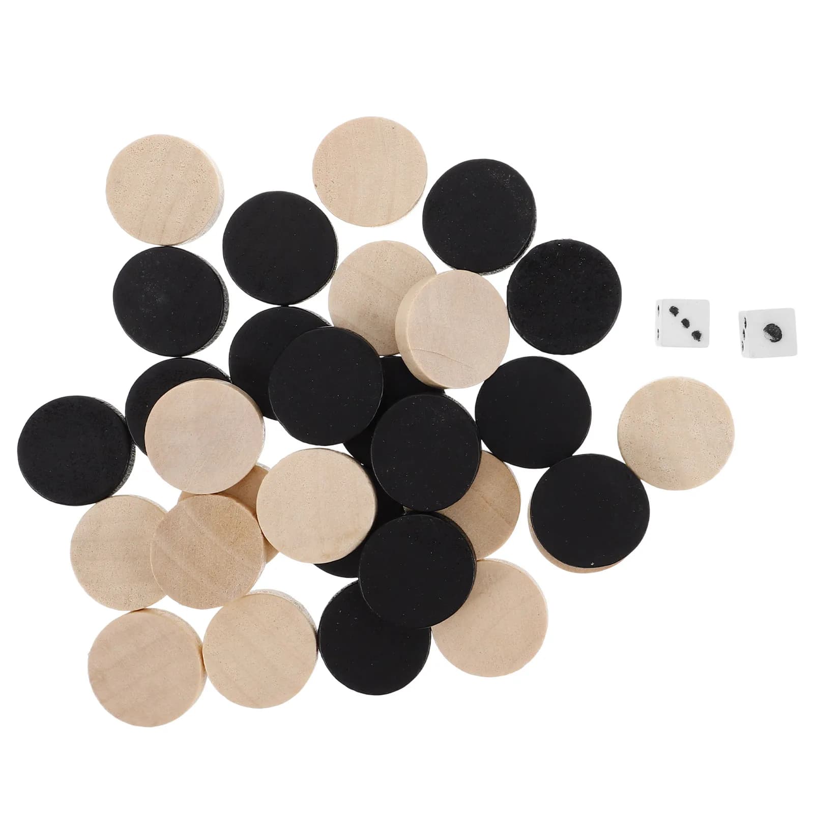 30Pcs Wooden Chess Pieces Checkers Backgammon Replacement Accessories Smooth Hand Feel Educational Safe for Board Game