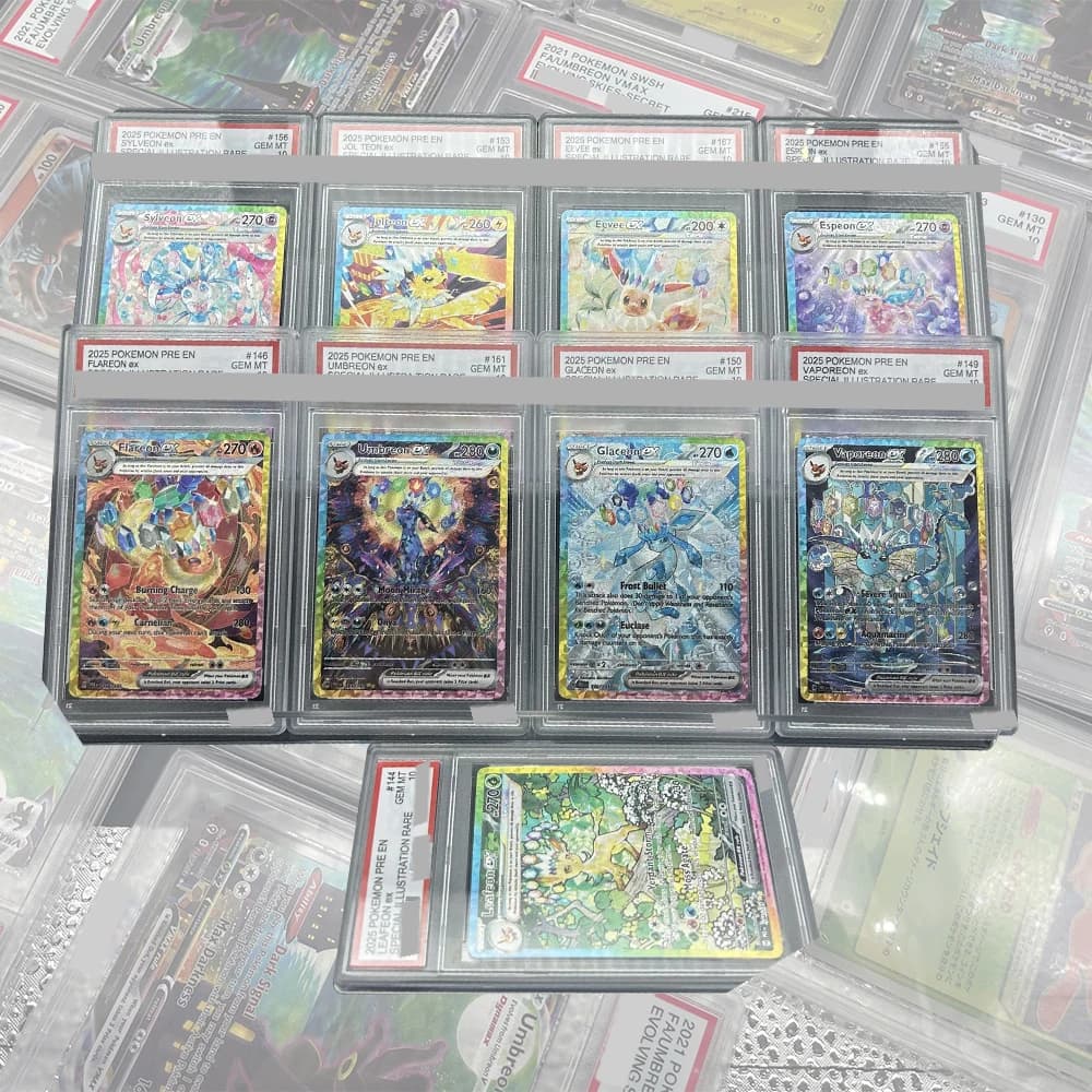2025 PRE EN Umbreon Ex Illustrazione speciale Rara scheda di raccolta classificata Proxy PTCG fai-da-te # Etichetta olografica per scheda 161 GEM MT 10