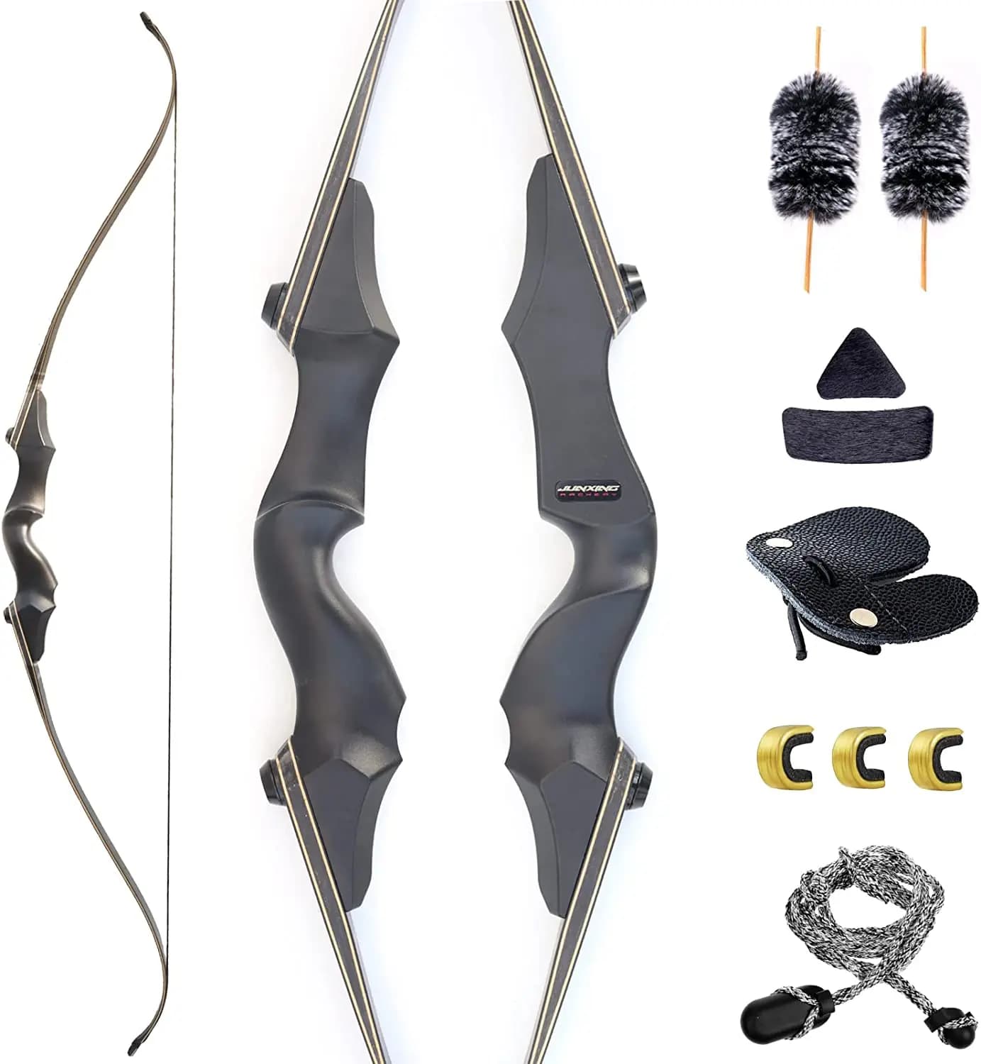 60 "Tiro con l'arco Takedown Arco ricurvo Riser in metallo Arco da caccia per mano destra per adulti Pratica di tiro al bersaglio 25-60 libbre