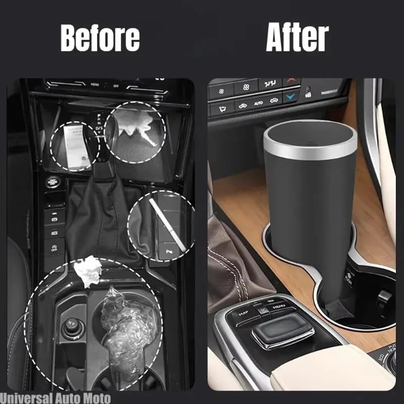 Mini ABS Car Trash Can Leakproof Odor Block Pop Up Lid Waterproof Bin For Car Cup Holder Storage