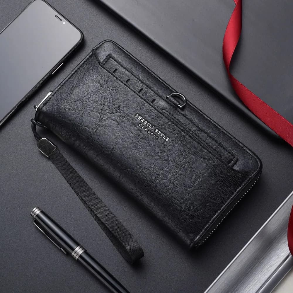 Creative Purse Men PU Wallet Large Capacity Multi Slot Long Wallet Zipper Coin Purse Business Clutch Bag Gift