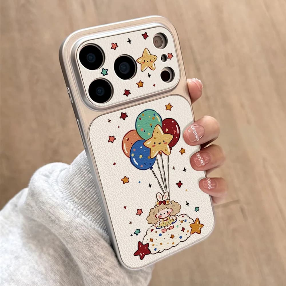 Cute Cartoon Pattern Leather Phone Case For iPhone 17 Pro Max 16 15 14 13 Pro Max 11 12 17promax Soft TPU Bumper Back Cover