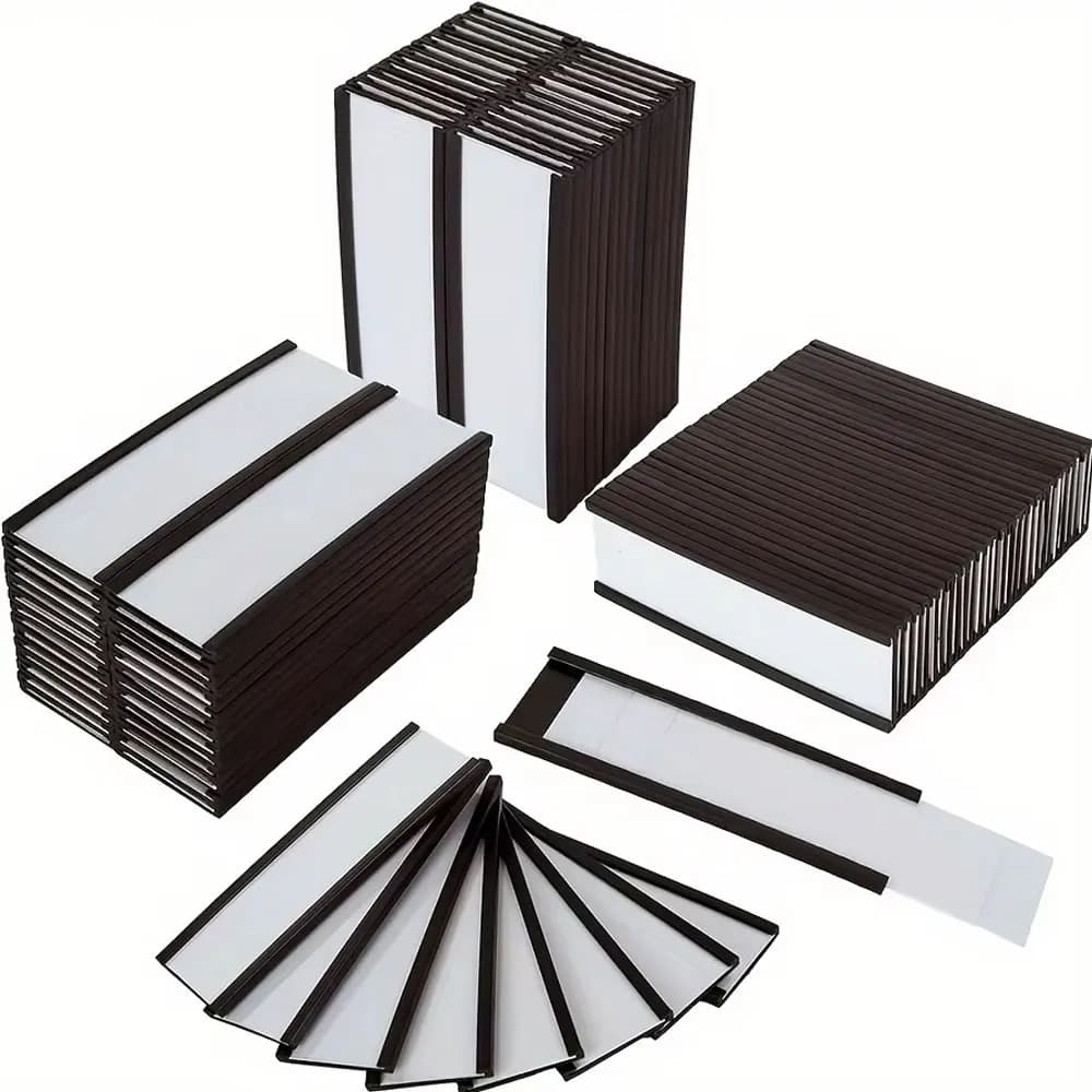 Porta etichette magnetico da 50 pezzi, porta etichette magnetiche con striscia di ricambio per pellicola protettiva per ripiani metallici
