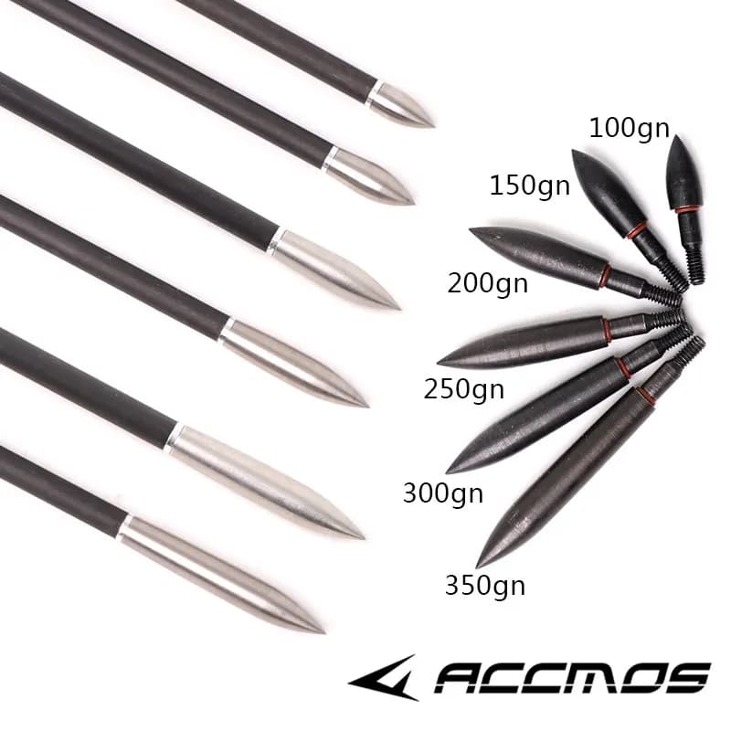 12 pz Punti di Bersaglio Punte di Freccia 100/150/200/250/300/350 Grana Punte di Filettatura Tiro Con Arco Freccia Parti Accessori Tiro Caccia