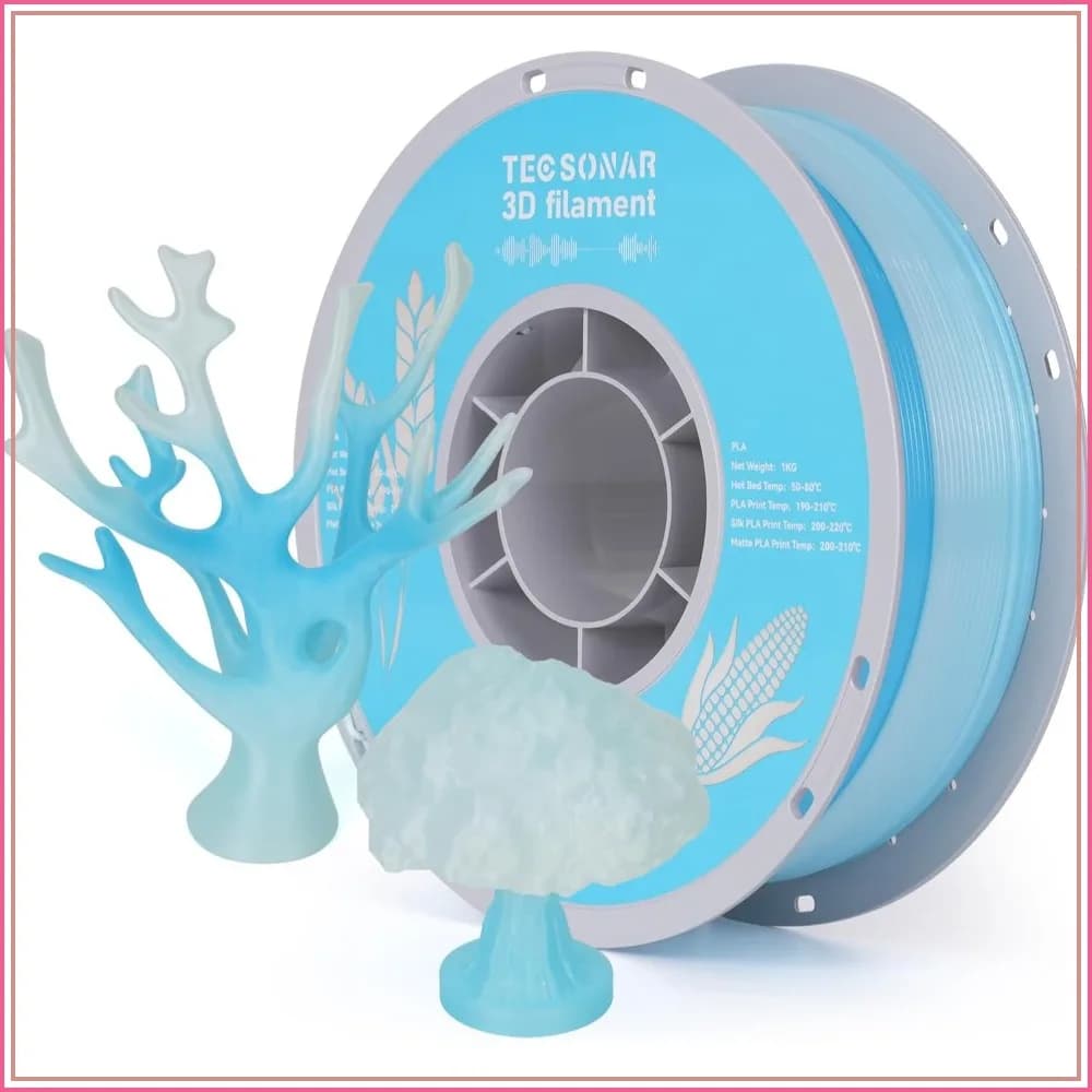 Crystal Rainbow PLA 3D Printer Filament 1.75mm 1KG Spool, Fast Color Change Gradient, White Blue, for FDM Printers