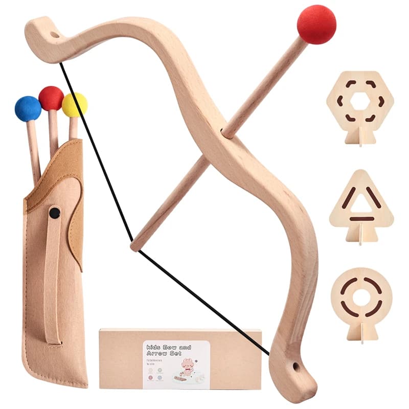 Giocattoli per tiro con l'arco per bambini Set in legno senza BPA Feltro Freccia Puntamento Allenamento Tri Color Bersaglio Educazione precoce Puzzle all'aperto Giocattoli Regali per bambini