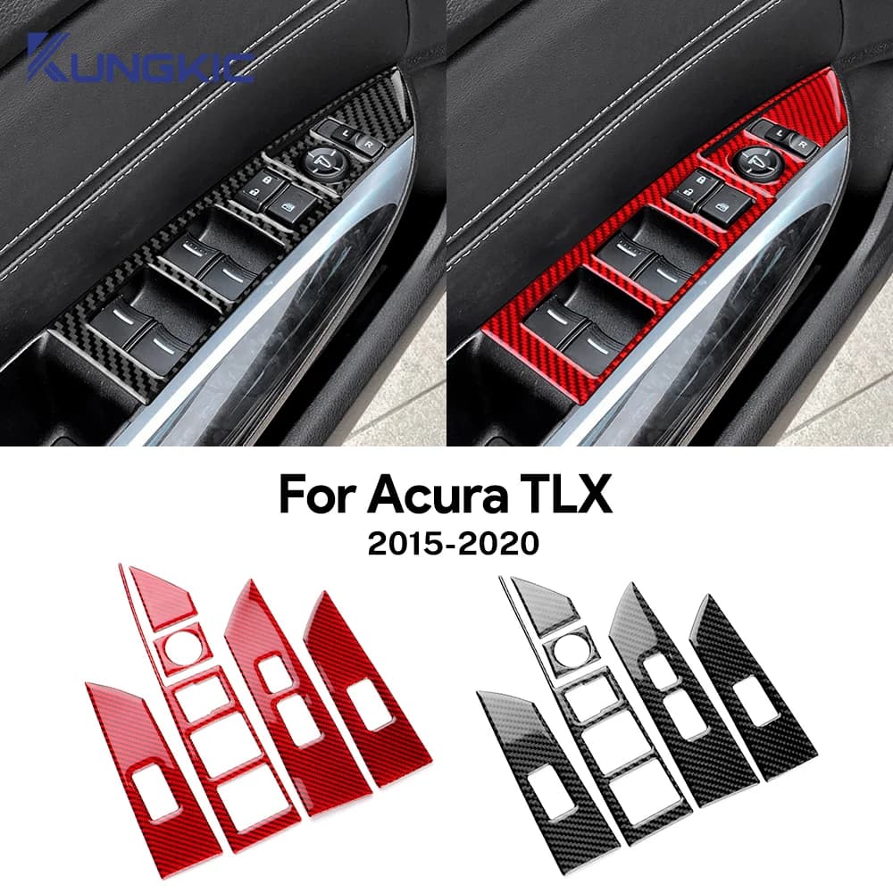 Reale Morbida Fibra di Carbonio Adesivo Per Acura TLX 2015 2016 2017 2018 2019 2020 LHD Auto Finestra Ascensore Pulsante Pannello Accessori Interni