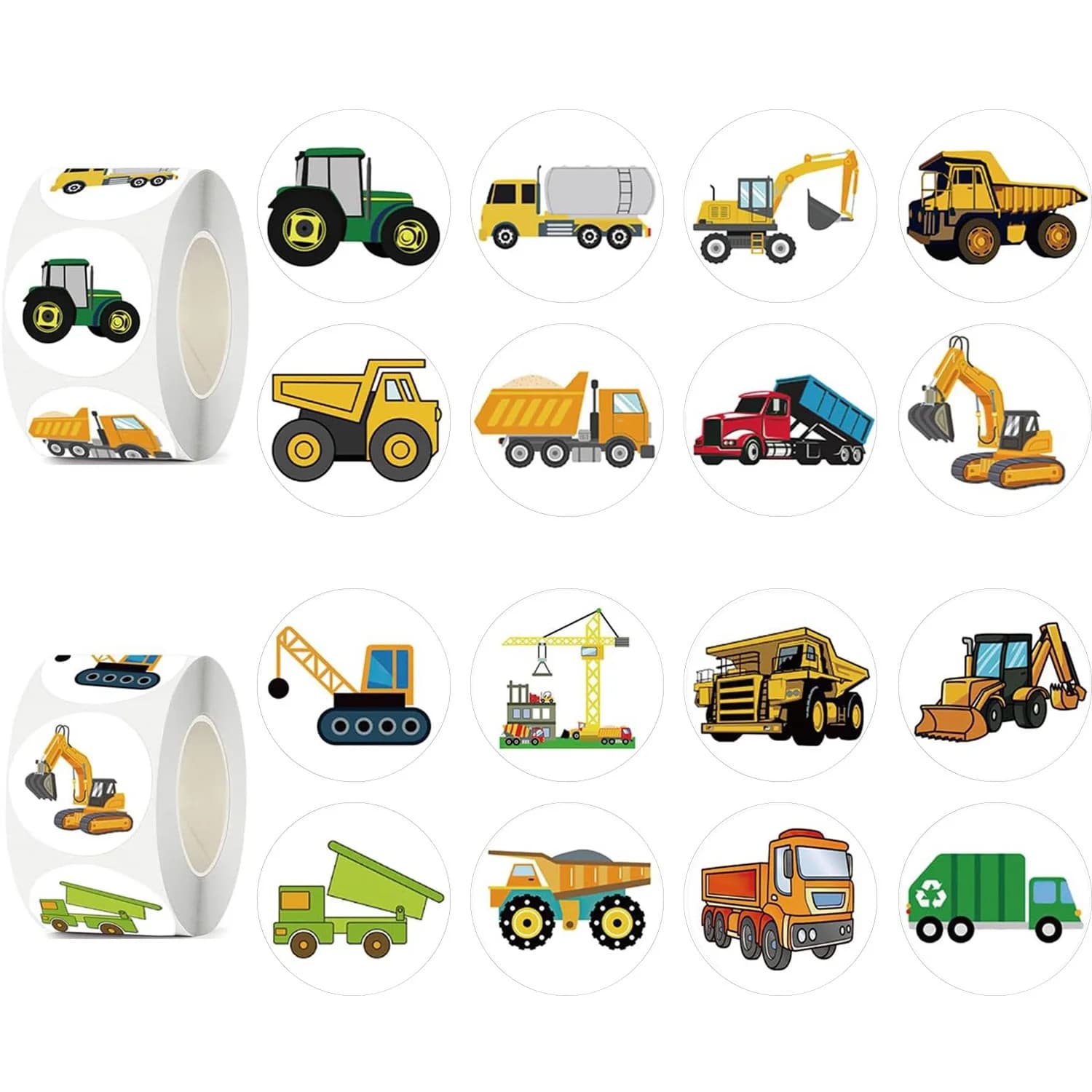 100-500pcs 1 inch Cars Reward Stickers for Kids Construction Sticker Cute Stationery Stickers Gift Packaging Decorations