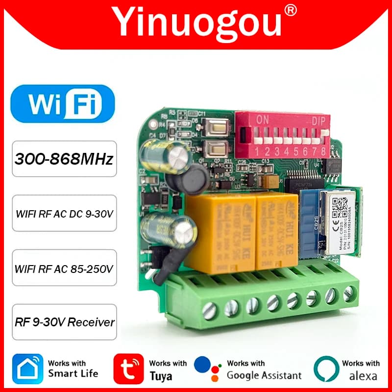Universal Tuya WiFi Switch Garage Door Remote Control Receiver 300-868MHz 433MHz 868MHz Smart Module Relay Controller Opener